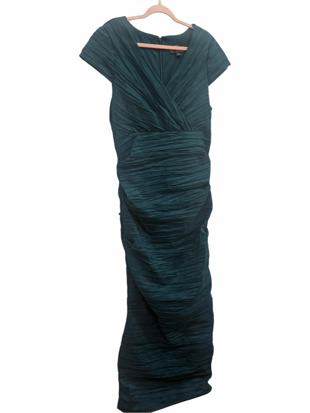 Alex Evenings Women's Crinkle Stretch Taffeta Mermaid Gown Green size 14 NWT - Picture 9 of 11